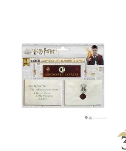 Set de 3 magnets lettre d’acceptation à poudlard + plateforme 9 3/4