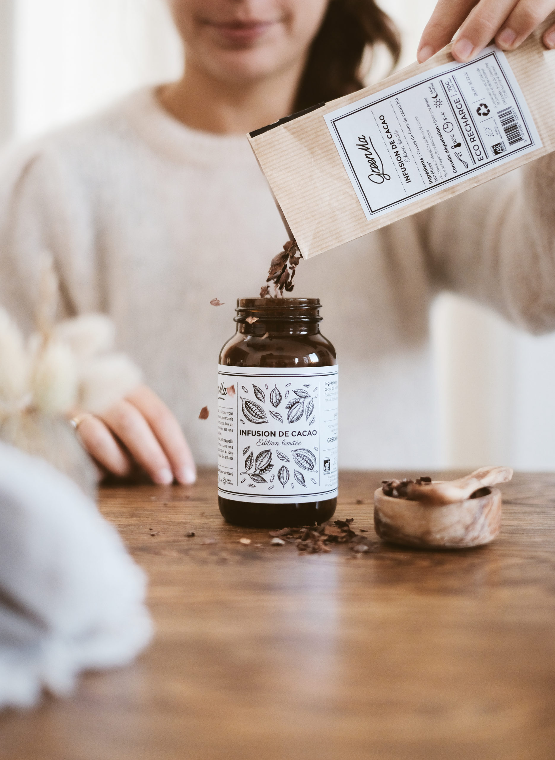 Infusion fèves de cacao bio, Bocal en verre – Image 2